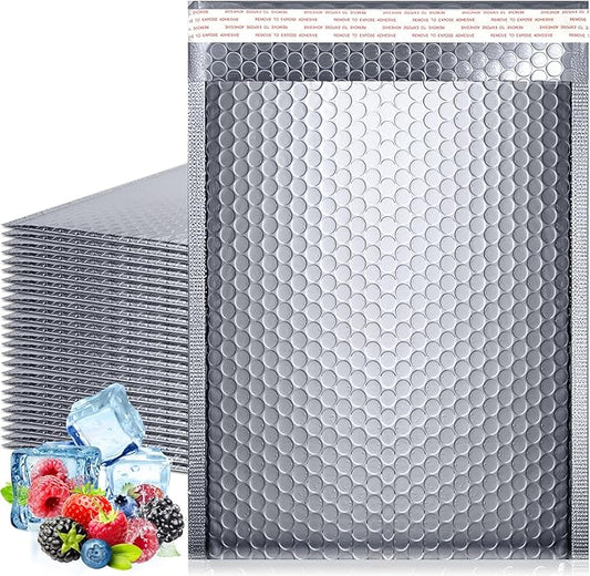 10 PCS Metallic Bubble Mailers,8 x 11 Inches Thermal Bubble Mailer,Insulated Mailers for Cold Shipping,Waterproof Insulated Shipping Envelopes for Food, Cosmetics(Sliver)
