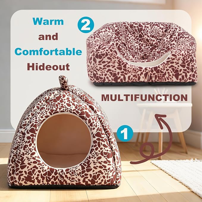 Guinea Pig Bed Rabbit Hideout Warm Fleece Cuddle Cup Washable Sleeping House for Small Animals Pet/Ferret/Chinchilla/Bunny (Red Spots)