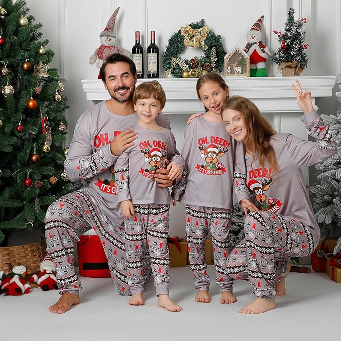 ANGELGGH Matching Christmas Pajamas for Family, Cute Vacation PJs Sets for Couples/Women/Men, Xmas 2 Piece Jammies Sleepwear