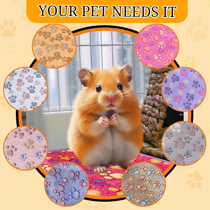 8 Pcs Washable Guinea Pig Bedding Absorbent Small Animal Cage Liners Reusable Guinea Pig Fleece Blankets Waterproof Pet Pee Pad Sleep Mat Pad Cover for Rabbit Ferret Chinchilla Hamster