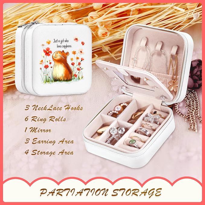 Capybara Jewelry Box, Gifts For Teens Girls, Capybara Lovers Stuff Items Accessories Things Merchandise Decor Merch, Travel Ring Earrings Necklace Organizer Holder!