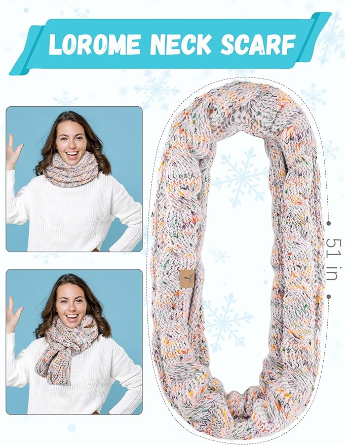 Winter Hat Scarf Gloves and Ear Warmer, Warm Knit Beanie Hat Touch Screen Gloves Set Winter Gifts Neck Scarves for Women