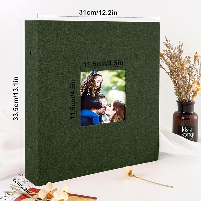 Ywlake Photo Album 4x6 600 Pockets Photos, Linen Cover Large Picture Albums Holds 600 Horizontal and Vertical Photos Green
