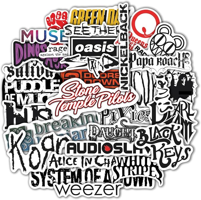 36Pcs Grunge Stickers, 90's Grunge Music, Rock Stickers, Rock Band Decals, Music Gifts for Men and Women