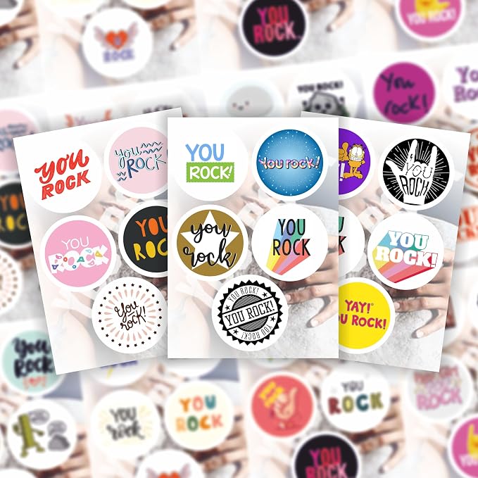 100Pcs You Rock Stickers - You Rock Party Supplies & Decorations, Great Job Waterproof Vinyl Decals, Motivational Stickers, Gifts for Women & Men