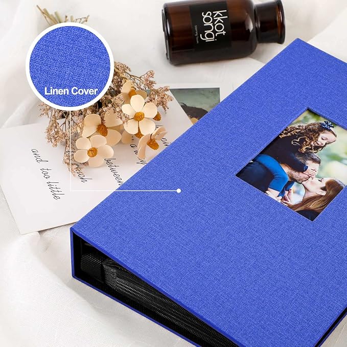 Ywlake Photo Album 4x6 300 Pockets, Linen Photo Albums Holds 300 Horizontal Pictures Only Blue
