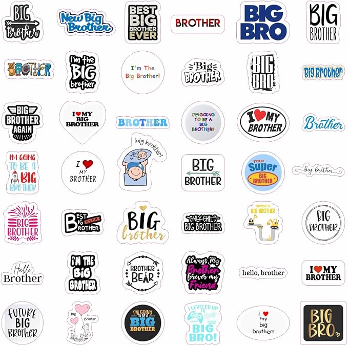 Big Brother Stickers for Water Bottle and Laptop - Big Brother Party Supplies & Decorations, Waterproof Vinyl Decals, Sibling and Family Stickers, Gifts for Women & Men