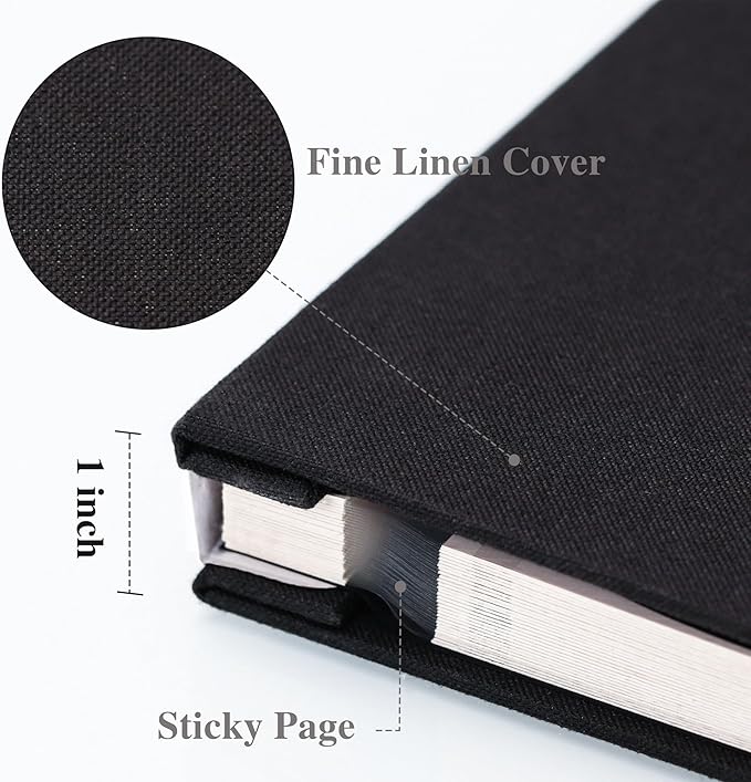 Vienrose Large Photo Album Self Adhesive for 4x6 8x10 10x12 Pictures Linen Scrapbook Album DIY 40 Blank Pages with A Metallic Pen