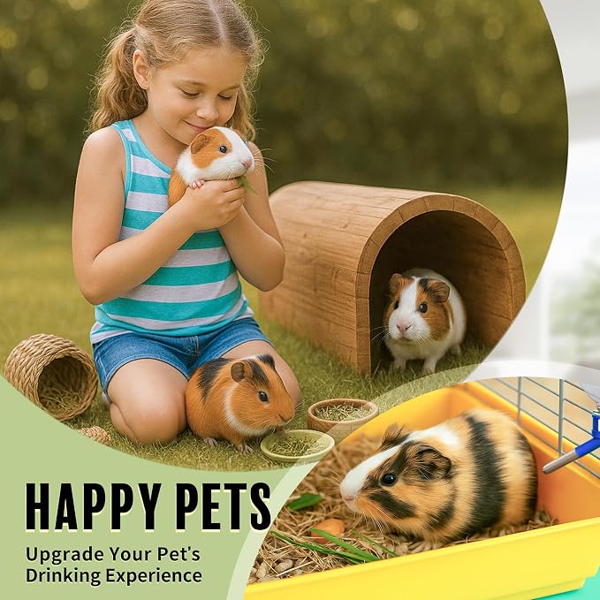 Choco Nose No-Drip Water Bottle Feeder for Guinea Pigs, Hamsters, Bunnies, Ferrets, & Small Pets, 10.2 fl.oz, 300ml - Easy to Install in Cages/Crates, US Patented Leakproof Nozzle 10mm, Blue (C128)