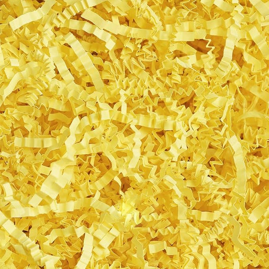 Bobobag - 1LB Crinkle Cut Paper Shred Filler Recyclable Gift Wrap Confetti Raffia Grass Shred Paper for Easter Baskets Filler Creative Eggs Decor(Yellow)