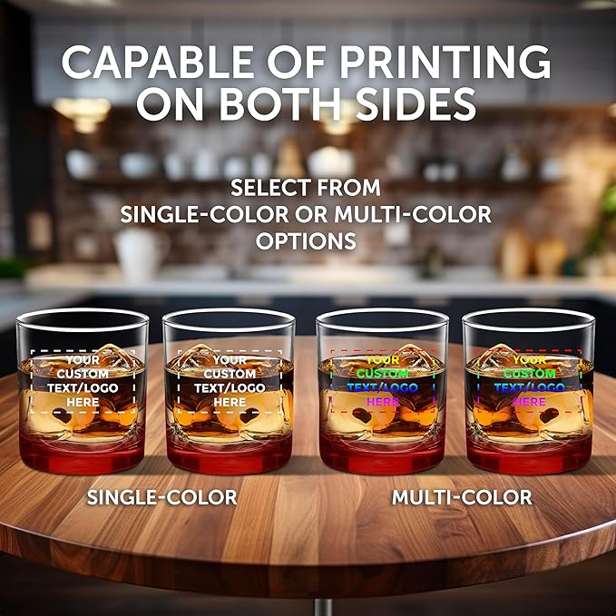 Custom Lexington Rocks Whiskey Glass 10.5 oz, Set of 12, Personalized Bulk Pack - Perfect for Scotch, Bourbon, Whiskey, Cocktail - Red