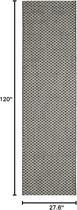 SAFAVIEH Washable Rug Outdoor Courtyard Collection - 2'3" x 10' Runner, Black & Light Grey, Non-Shedding & Easy Cleaning, Ideal for Patio, Entryway, Mudroom, Hallway, Kitchen (CY8653-37621)