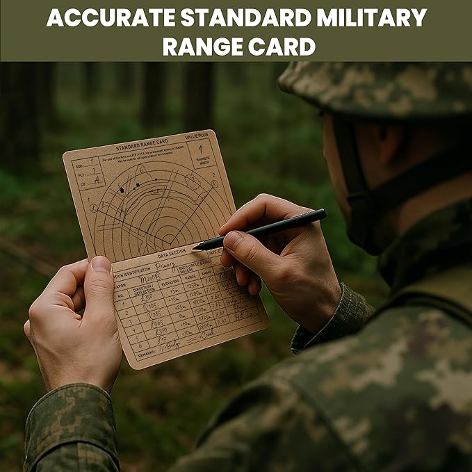 50 All Weather Combat Range Cards - Standard Ranging Card - Foldable and Weatherproof - Use in the Field with Other Ranger Accessories, Military Gear, or Scope Dope Stickers