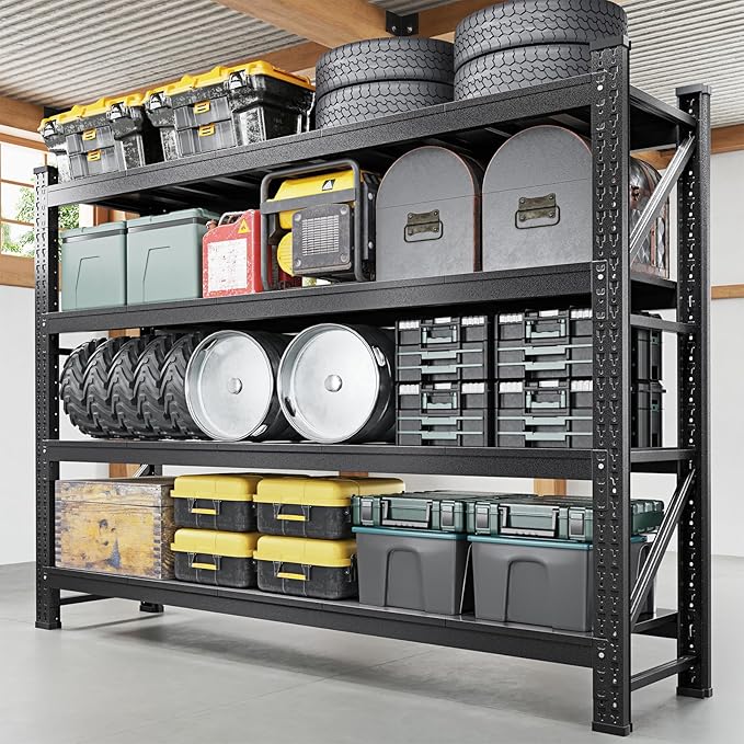 Letaya 8000LBS Storage Shelves Heavy Duty,75" W Garage Shelving Units, 4 Tier Adjustable Utility Rack Shelf,Large Metal Industrial Shelves,for Shop,Warehouse,Basement (75" W x 24" D x 70" H)