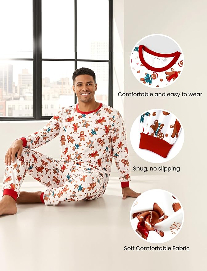 PATPAT Christmas Family Matching Pajama Sets Includes Christmas Socks - Perfect for Family Photos & Holiday Celebrations