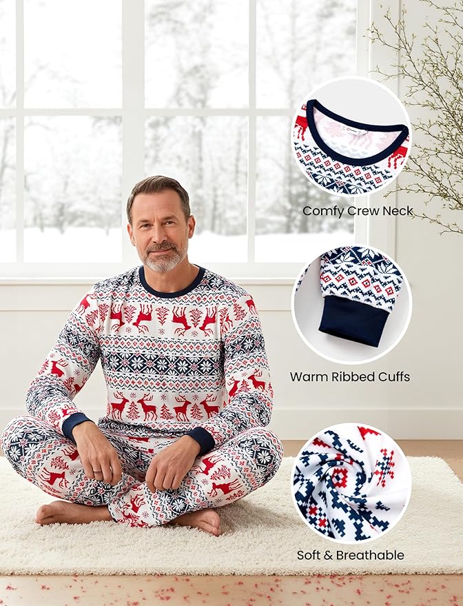 PATPAT Christmas Family Matching Pajama Sets Includes Christmas Socks - Perfect for Family Photos & Holiday Celebrations