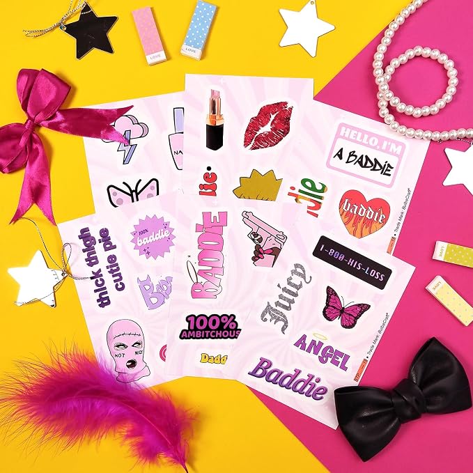 BulbaCraft Baddie Stickers and Laptop Decals — Baddie Party Decorations, Aesthetic Slay Stickers for Water Bottles, Gifts for Women & Men
