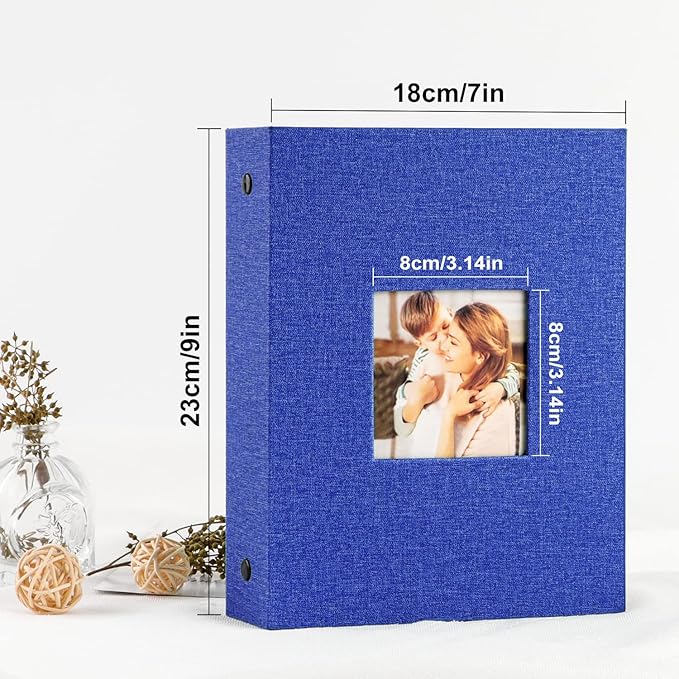 Ywlake Photo Album 4x6 200 Pockets 2 Packs, Linen Photo Albums Holds 200 Horizontal Pictures Only Blue