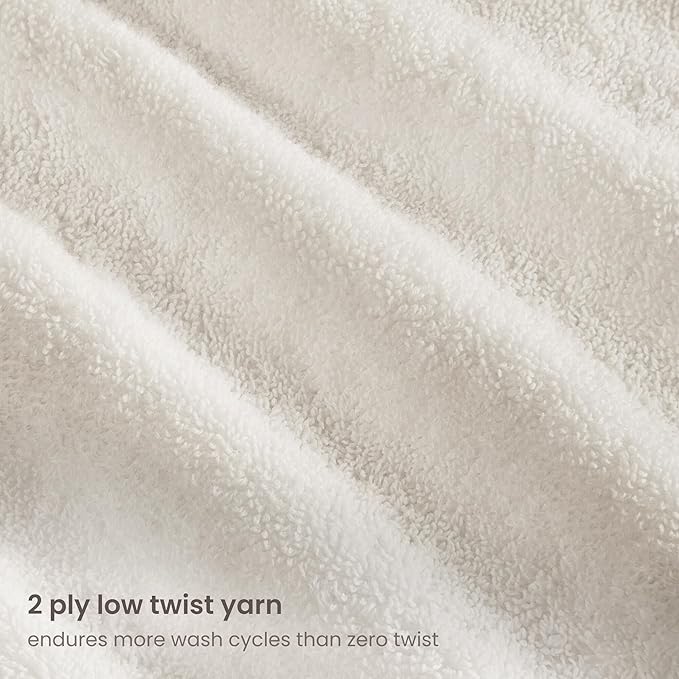 BIOWEAVES 100% Organic Cotton 700 GSM Plush Bath Towels 30" x 58" GOTS Certified - Ivory, Pack of 2