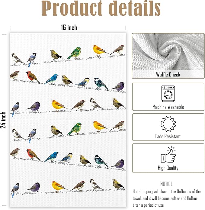 Every Little Thing is Gonna Be Alright Bird Birding Kitchen Towels,Bird Gifts for Women Dish Towels for Kitchen,Birding Inspirational Decorative Hand Towel for Bathroom Home
