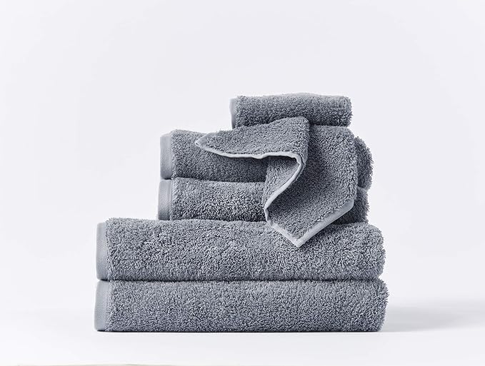 Coyuchi Cloud Loom Organic Towels, 6 Piece Set (Steel Blue)
