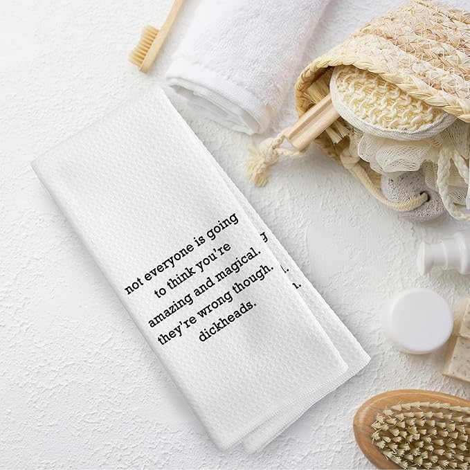 Funny Kitchen Towels Decor, Hostess Gift Dish Hand Towel 16x24 Inches, Funny Dish Towels with Sayings Decorative Absorbent Dishcloths Tea Towels for Kitchen Decor