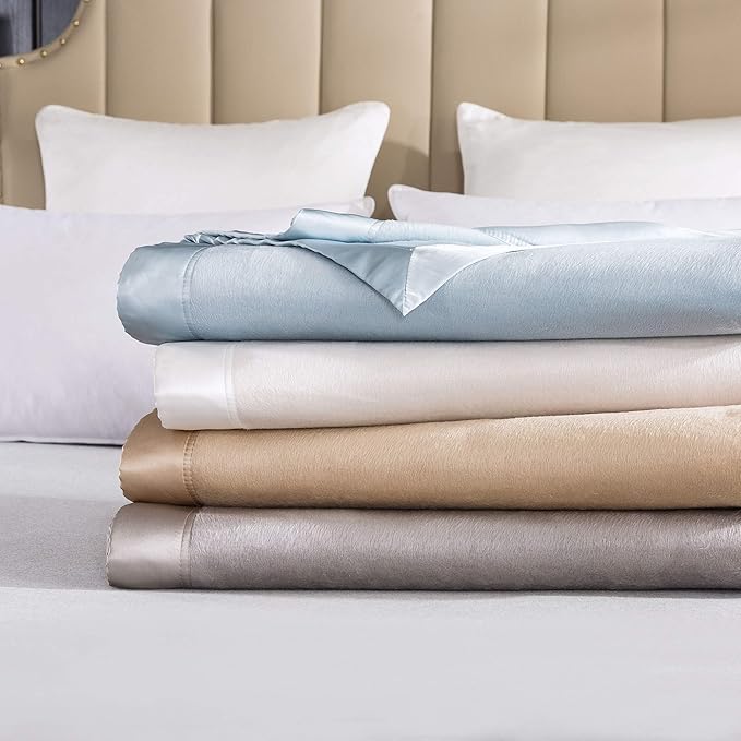 EP Mode Luxury Mulberry Silk Blanket with Silk Charmeuse Border (Flint Grey, King 106" x 88")