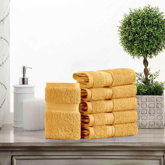 BLUENILEMILLS Madison Egyptian Cotton Face Towel/Washcloth Set, for Kitchen, Bathroom, Shower, Plush, 900 GSM, Highly Absorbent and Ultra-Soft Face Towels, Washcloths, Set of 6, Gold