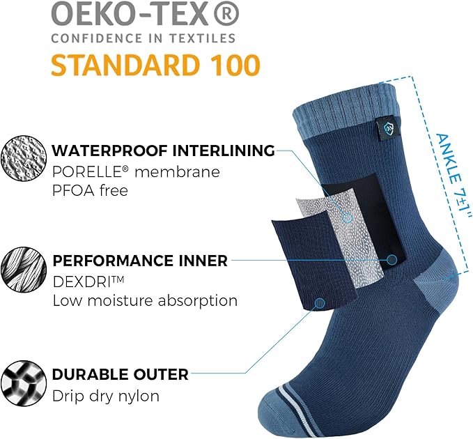 DexShell Waterproof Everyday Socks - Breathable Membrane, Quarter Crew Length for Walking, Commuting & All-Weather Comfort