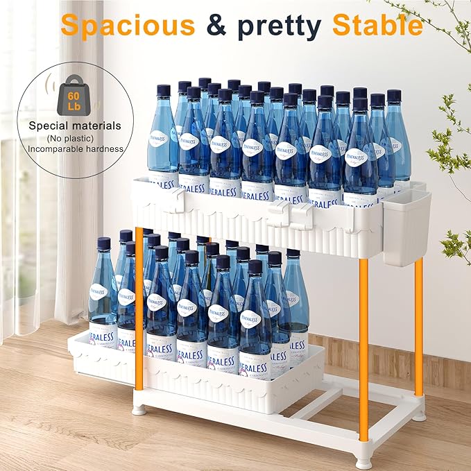 3 Pack Under Sink Organizers, 2-Tier Multi-Use Kitchen and Bathroom Organizers and Storage with Sliding Drawers, Bathroom Cabinet Organizer (White, 14.8 Inch)