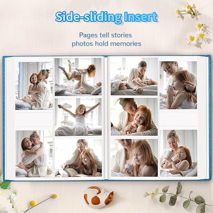 Photo Album 4x6 with 600 Pockets,Slip-in Picture Albums,Linen Cover Memory Book with Front Window,White Page Vertical Photo Book for Wedding,Family,Anniversare,Baby,Vacation