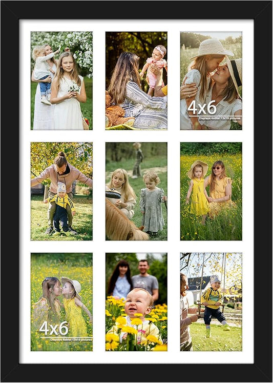 13x19 Collage Picture Frame 4x6 Picture Frames Collage Wall Decor Displays Nine 4x6 inch Photos Available Horizontal Wall Mounting Display and Vertical Black
