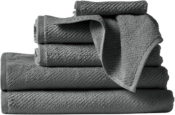 Coyuchi Air Weight Organic Towels, 6 Piece Set, Shadow