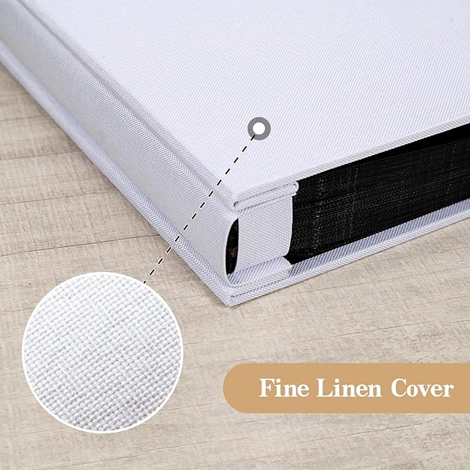 potricher Small Photo Album 4x6 200 Photos Linen Cover Picture Photo Book for Family Wedding Anniversary Baby Vacation (White,200 Pockets)