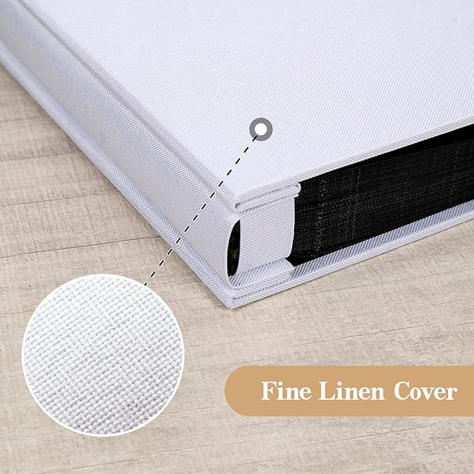 potricher Small Photo Album 4x6 300 Photos Linen Cover Picture Photo Book for Family Wedding Anniversary Baby Vacation (White,300 Pockets)