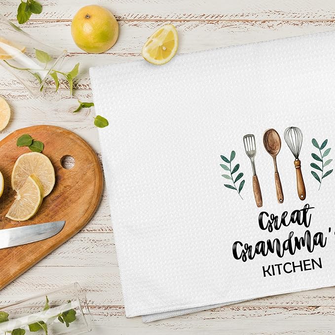 Great Grandma's Kitchen Towels Gifts, Great Grandma Christmas Birthday Gifts Hand Towels for Great Grandma, Rustic Farmhouse Decorative Tea Dish Towels for Room Mother's Day Decor 16x24 in