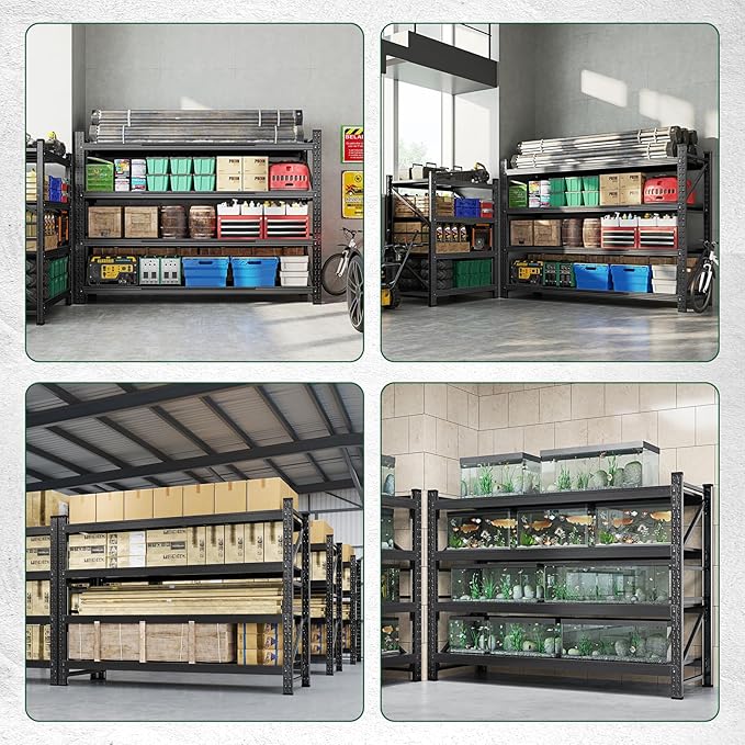 Letaya 68" W Storage Shelves Heavy Duty, 7000LBS Garage Shelving Units, 4 Tier Adjustable Utility Rack Shelf,Large Metal Industrial Shelves,for Shop,Warehouse,Basement (68" W x 24" D x 64" H)