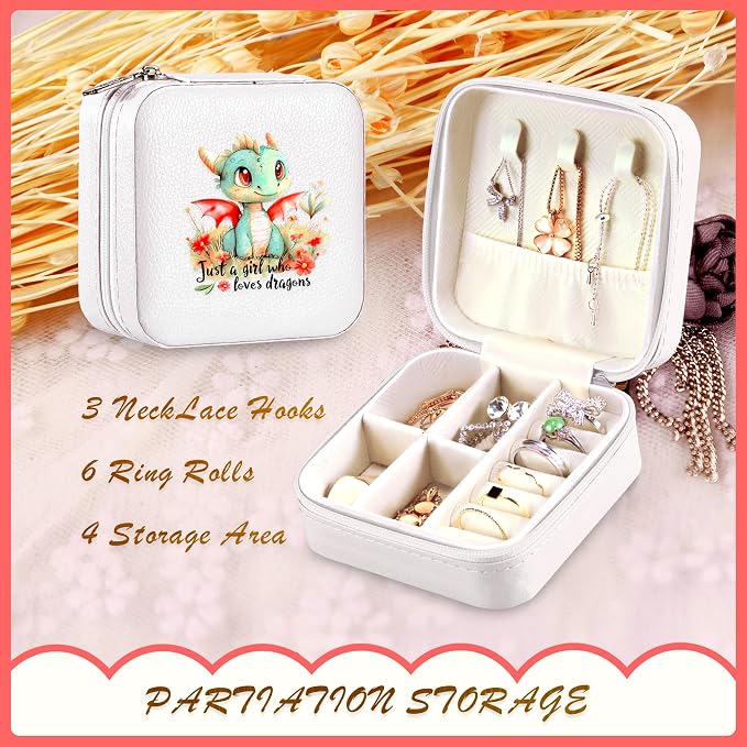 Dragon Jewelry Box, Gifts For Kids Teens Girls, Dragon Lovers Stuff Items Accessories Things Merchandise Decor Merch, Travel Ring Earrings Necklace Organizer Holder!