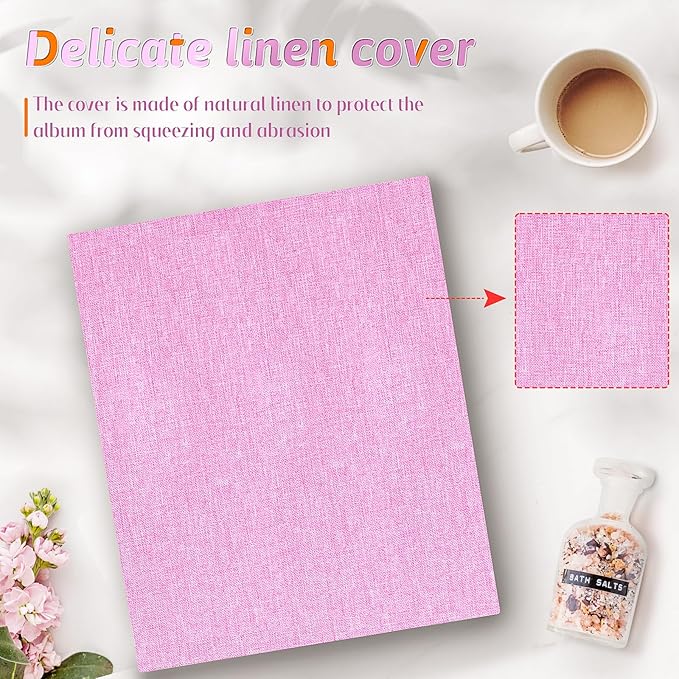 Popotop Photo Album 4x6 200 Pockets for Wedding Gifts,Linen Hardcover Picture Albums for Family Anniversary Baby Vacation Pictures