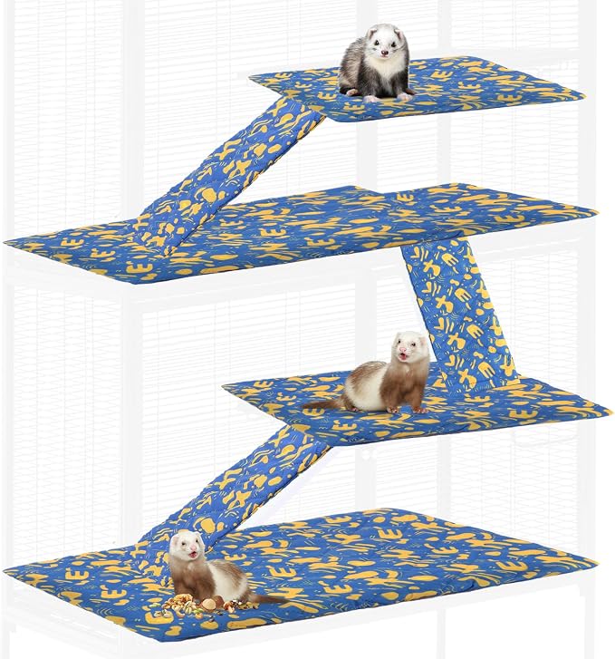 Fitted Liners for Ferret Nation, Critter Nation Cage - Washable Liner for Ferrets, Chinchillas, Rats, Guinea Pig, Hedgehogs & Other Small Animals - Waterproof Cage Accessory (Double Unit Set)