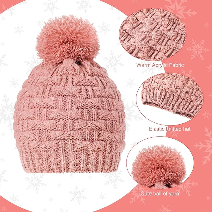 JenPen 4 Pcs Winter Hat Scarf and Gloves Set for Women Include Ear Cover Cold Weather Scarf Hat Knit Beanie Gloves