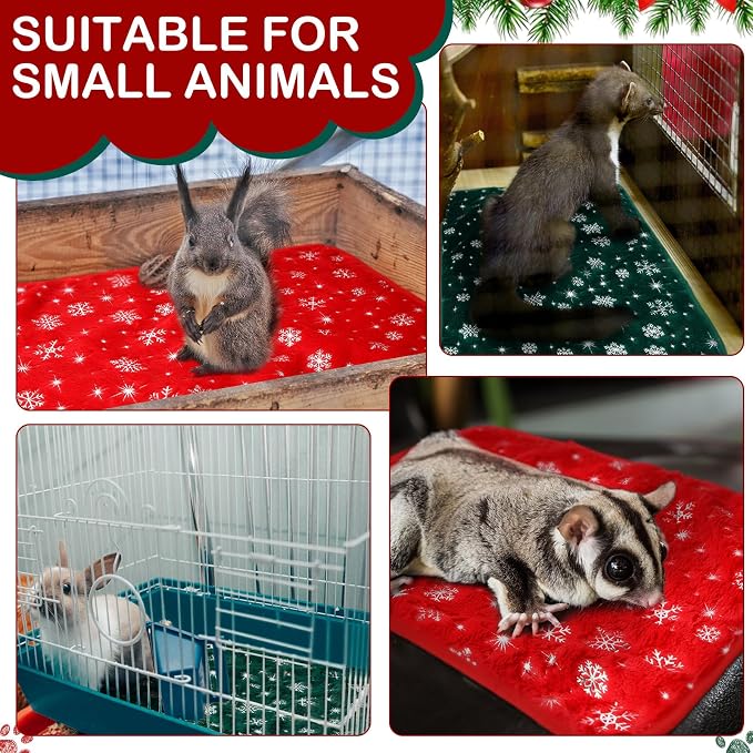 Tudomro 8 Pcs Guinea Pig Fleece Cage Liners, Snowflake, 16 x 24 Inch | Washable Reusable Small Animal Bedding, Absorbent Blankets for Ferret Chinchilla, Soft Fleece Mat Pads Protect Furniture