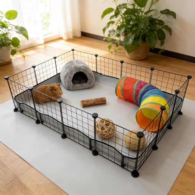 Guinea Pig Cage Liner Tarp Bottom Waterproof and Washable Base Also for Rabbits, Bunny, Chinchesillas, Hedgehog, Ferrets and Other Small Animals(36x48 inches)