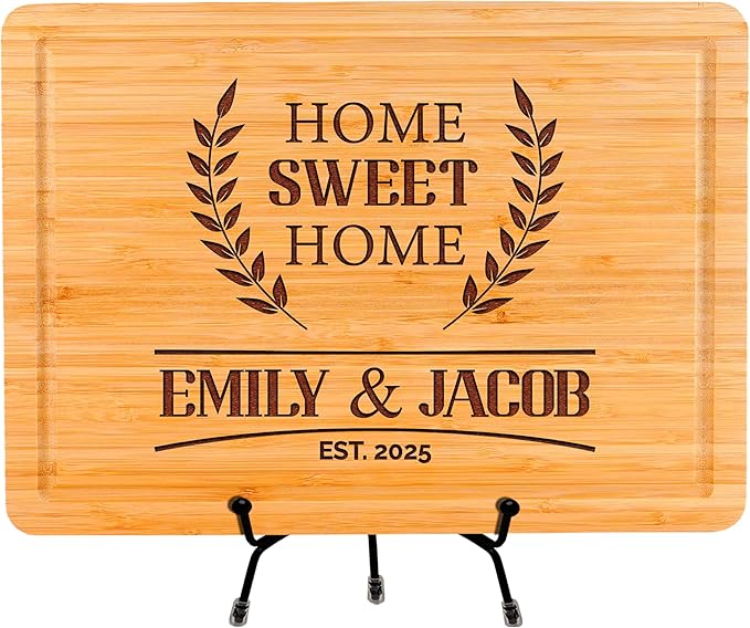 Personalized Cutting Board Gift for Christmas, Home Owner Couple Gift Ideas, Customized Home Sweet Home Bamboo Cutting Board Gift for First Home Buyer, Real Estate Gift, New Home Buyer Gifts