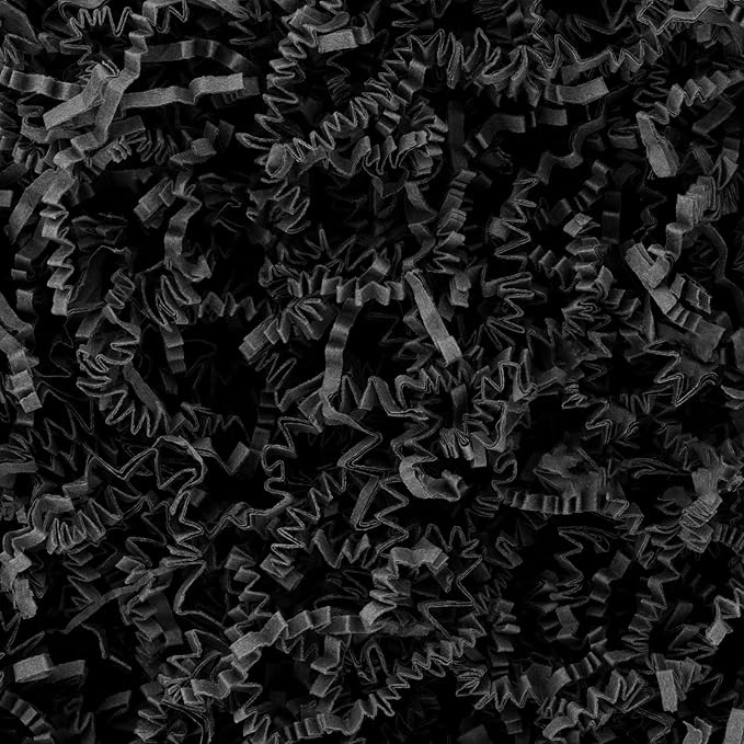 2LB Crinkle Cut Paper Shred Filler,Shredded Paper For Gift Basket Filler,White Confetti,Crinkle Cut Papers For Gifts Wrapping, Basket Filling, Birthdays, Weddings, Anniversaries-Black