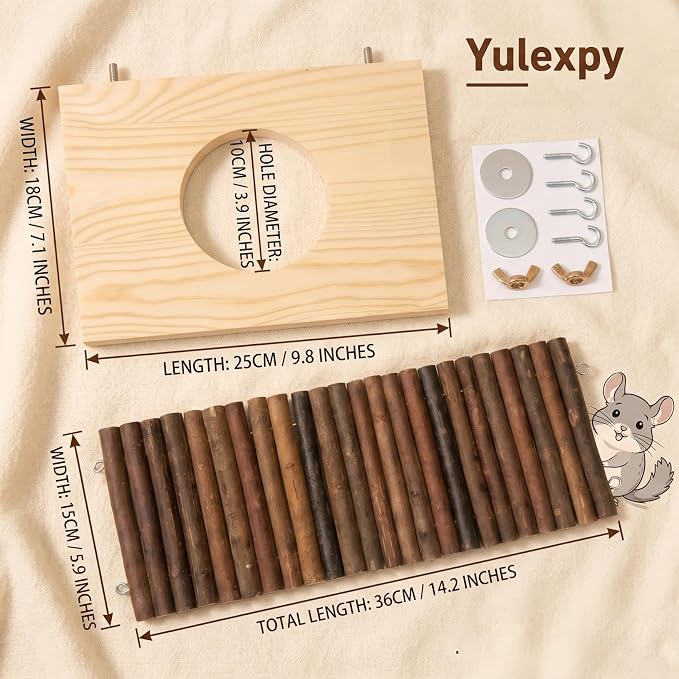 Natural Wood Chinchilla Platform, Small Pet Climbing Playground, Small Animals Cage Accessories for Chinchillas Squirrels Gerbils Sugar Gliders Hamsters Mice Rats Parrots