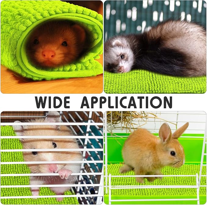 Amylove 4 Pcs Guinea Pig Cage Liner 16 x 24 Inch Washable Chenille Pee Pads Pet Dog Cat Bedding Training Mat Reusable for Small Animals Puppy Bunny Hamster Chinchilla