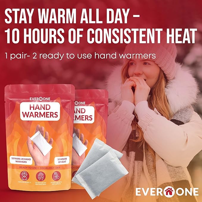Hand Warmers - Long-Lasting, Safe, Natural, Odorless Air-Activated Warmer
