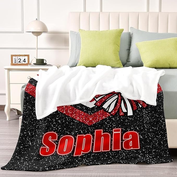 Personalized Cheer Blanket - Customized Throw Blanket for Cheerleaders College Students Adults