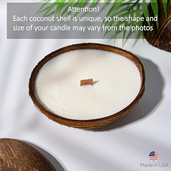 – Set of 4 Separate Scented Candles | Coconut Shell Candle, Wooden Wick | Candles for Home Scented & Candle Décor I Gift idea (Cashmere/Pistachio/Coffee/Salted Caramel)